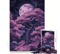 Pink Trees Under A Full Moon 1000 Piece Jigsaw Puzzles for Adults Jigsaw Think Toy Home Enjoy Fine Cut Santa Wish Gift (38x52cm)