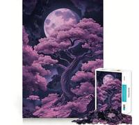 Pink Trees Under A Full Moon 1000 Piece Jigsaw Puzzles for Teenagers Memory Boost Home Leisure Image Assembly Lovely Gift (38x26cm)