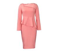 (pink, Triple Extra Large) "2022 Autumn Plus Size Elegant Long Sleeve Dress with Oblique Collar for Women"