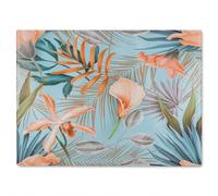 Pink Tropical Flowers Glass Chopping Board Benjamin Tate Design Natural One Size