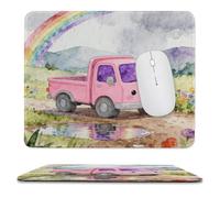 Pink Truck Under The Rainbow Mouse Pad with Stitched Edge Mousepad Non-Slip Rubber Base Mouse Mat for Laptop Computer 2 Cute Computer Mouse Pads for Office Gaming Home