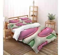 Pink Tulip D 3 Pcs Duvet Cover Cartoon Fantasy Art 3D Printed King Size Boys Zipper Closure With Sheet Pillowcases Double(200x200cm)