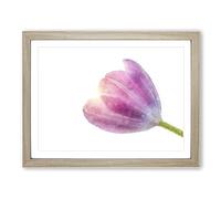Pink Tulip Reaching For The Sun Painting Modern Art Framed Print | A4 Oak Framed Wall Art | Ready to Hang | Modern Floral Picture | Living Room Bedroom Lounge Office