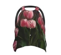Pink Tulips Baby Car Seat Canopy Cover, Multi Use Breathable Nursing Breastfeeding Covers for Mom Soft Stroller Sun Shade Newborn Shower Gift