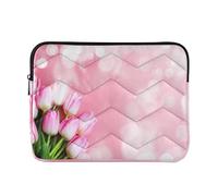 Pink Tulips Bouquet Pink Computer Bags for Laptops, Protective Padded Laptop Protective Case 15.6 Inch for Women