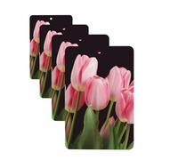 pink tulips Car Air Freshener Cards Set of 4 Pieces Long Lasting Hanging Scented Cards for Bedroom Wardrobe Car Aromatherapy Tablets for Men Women Rearview Mirror Pendant