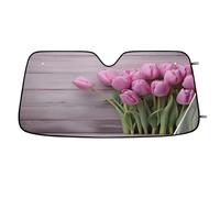 Pink Tulips Car Windshield Sun Shade Pink Tulips Cars Shade Front Windshield,Blocks UV Ray to Keep Your Vehicle CoolSun Visor Protector for Fits Car Truck SUV (55"x27.5")