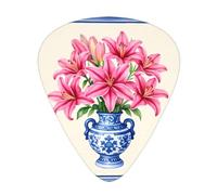 Pink Tulips In Blue Vase Guitar Picks Gift Set - 12 Smooth Durable Plectrums For Acoustic, Electric & Bass Guitar, Perfect Present For Guitar Lovers & Musicians