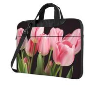 pink tulips Laptop Bag 14 inch, Computer Briefcase Gifts for Men Women, 360 Protective Laptop Shoulder Bag