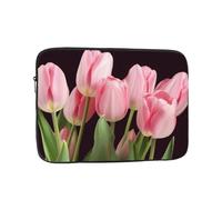 Pink Tulips Laptop Case 17 inch, Shockproof Protective Computer Sleeve Cover Water Resistant Laptop Bag Carrying Tablet Cover Briefcase Handbags Gifts for Men Women