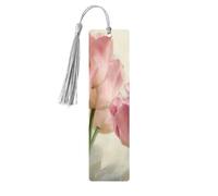 Pink Tulips Print 5pcs Wooden Bookmarks with Tassels, Reading Page Markers Book Marks, Gifts for Men Women