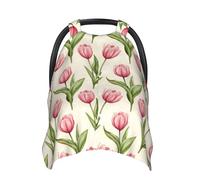 Pink Tulips Print Baby Car Seat Covers, Breathable Nursing Cover Breastfeeding Cover, Stroller Covers, Multi-use Infant Carseat Canopy, Baby Boys Girls Newborn Essentials