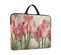 Pink Tulips Print Protective 14 Inch Laptop Case,Laptop Sleeve With Handle Compatible,Carrying Computer Bag
