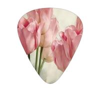 Pink Tulips Printed,12 Pcs Guitar Pick,3 Different Thickness Plectrums for Acoustic Guitar Bass Ukulele (0.46mm 0.96mm 0.71mm)