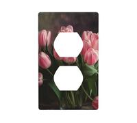 Pink Tulips Wall Plates Covers 1 Gang Duplex Light Switch Cover Plate Electrical Wall Plates Receptacle Covers Decorative Outlet Covers For Home Decor