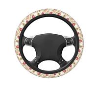 Pink Tulips With Yellow Foliage Car Stretch Steering Wheel Cover Universal 15 Inch,Anti-Slip Steering Wheel Covers, Breathable For Suvs Trucks