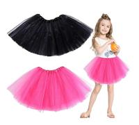 Pink Tutu Skirts for Women - Neon Adult Dance Skirts with Mesh and Three Layers - Six Pieces, Rose, Red, Black - Suitable for Girls' Party Dance