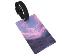 Pink Twilight Print 5pcs Luggage Tags for Suitcases,Cute Suitcase Tag Identifiers for Baggage Tag for Cruise Airport Travel PVC