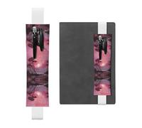 Pink Twilight Print Adjustable Elastic Band Pen Holder Pu Leather Pen Sleeve Pouch For Hardcover Journals, Notebooks