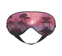 Pink Twilight Print Silk Sleeping Mask with Adjustable Strap-Silk Eye Mask Soft Eye Cover,for Blocking Out Lights Sweet Sleep Travel Relax, Nap, Meditation