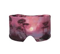 Pink Twilight Print Sleep Eye Mask with Earmuffs - Block Out Light Contoured Night Blindfold Eye Sleeping Mask with Ear Cover for Men Women Side Sleeper Night Gift