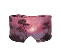 Pink Twilight Print Sleep Eye Mask with Earmuffs - Block Out Light Contoured Night Blindfold Eye Sleeping Mask with Ear Cover for Men Women Side Sleeper Night Gift