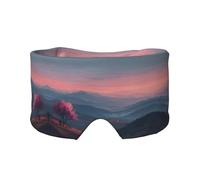 Pink Twilight Print Sleep Eye Mask with Earmuffs - Block Out Light Contoured Night Blindfold Eye Sleeping Mask with Ear Cover for Men Women Side Sleeper Night Gift