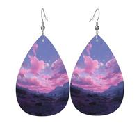 Pink Twilight Printed Drop-Shaped Silver Plated Earrings Are Fashionable And Lightweight. Suitable For Various Occasions And Daily Wear