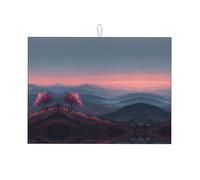 Pink Twilight Printed Large Kitchen Drying Mat, Absorbent Ultra-Fine Fiber Drying Mat for Countertops