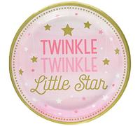 Pink Twinkle Little Star Paper Dinner Plates - 8 Pcs