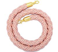 Pink Twisted Stanchion Rope for Crowd Control, Purple Crowd Control Rope Barrier for Stanchion Posts Queue Pole, with Metal Snaps, for Theaters Grand Openings(Pink-Gold Hooks,8ft/245cm)