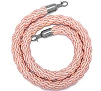 Pink Twisted Stanchion Rope for Crowd Control, Purple Crowd Control Rope Barrier for Stanchion Posts Queue Pole, with Metal Snaps, for Theaters Grand Openings(Pink-Black Hooks,8ft/245cm)
