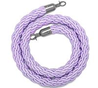 Pink Twisted Stanchion Rope for Crowd Control, Purple Crowd Control Rope Barrier for Stanchion Posts Queue Pole, with Metal Snaps, for Theaters Grand Openings(Purple-Black Hooks,11ft/335cm)