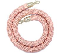Pink Twisted Stanchion Rope for Crowd Control, Purple Crowd Control Rope Barrier for Stanchion Posts Queue Pole, with Metal Snaps, for Theaters Grand Openings(Pink-Silver Hooks,9ft/274cm)
