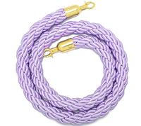 Pink Twisted Stanchion Rope for Crowd Control, Purple Crowd Control Rope Barrier for Stanchion Posts Queue Pole, with Metal Snaps, for Theaters Grand Openings(Purple-Gold Hooks,2ft/60cm)