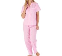 (Pink, UK 10/12) Slenderella Ladies Gingham & Floral Cotton Pyjamas Set