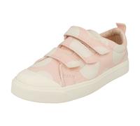 (Pink, UK 10.5 Child) Childrens Boys Girls Clarks Hook And Loop Canvas Shoes City Flare Lo K - F Fit