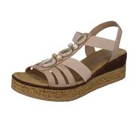 (Pink, UK 7.5) Ladies Rieker Beaded Wedge Sandals 63778