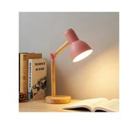 (PINK, UK plug) Creative Nordic Table Lamp Wooden Art LED Turn Head Simple Bedside Desk Light/Eye Protection Reading&Bedroom Study Lamp