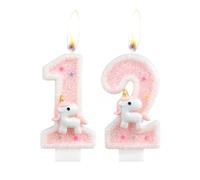 Pink Unicorn Birthday Candle, Number 12 Happy Birthday Cake Decorative, Glittering Party Candle for Girls, Children's Day, School Activities, Family Gathering