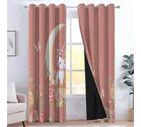 Pink Unicorn Blackout Curtains for Bedroom 70 inch Long 2 Panels Moon Butterfly Rose 3D Print Patterned Curtains for Living Room Eyelet Thermal Insulated Darkening Window Drapes, 39W x 70L