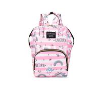 (Pink Unicorn) Cartoon Baby Stroller Hanging Bag Baby Diaper Storage Bag Large Capacity Baby Bottle Thermos Fashion Mommy Backpack Portable