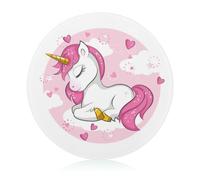 Pink Unicorn Glass Cutting Board Scratch Resistant Round Chopping Board for Kitchen 20 cm
