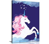Pink Unicorn In Space Fairy Tale Canvas Wall Art Picture Print (24x16)