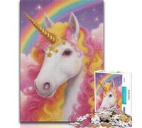 Pink Unicorn Jigsaw Puzzles for Teenagers,Decompressing Intellectual Educational Toy Suitable for Desktop Decoration (38x26cm)