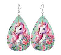 Pink Unicorn Leather earrings, European and American style earrings for young women, birthday gifts/Valentine's Day gifts