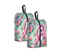 Pink Unicorn Print Shoe Storage Bag, One Size Waterproof Shoe Pouch with Handle, for Gym Travel and Daily Use Organizer