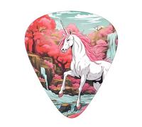 Pink Unicorn Printed pick set - 12 pieces, thin, medium and thick guitar picks, suitable for guitar, bass, electric guitar and ukulele
