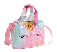 Pink Unicorn Shoulder Bag for Girls Plush Messenger Bag