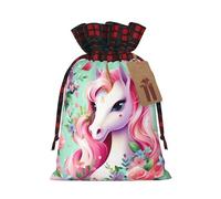 Pink Unicorn Two Color Drawstring Gift Bag M Beautiful Convenient Suitable For Christmas Birthdays